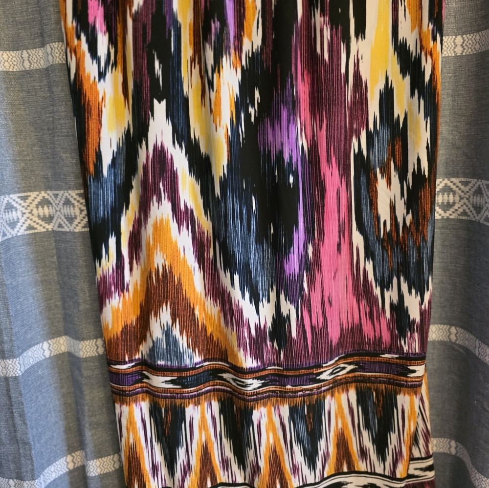 Chico's Vibrant Ikat Design Multi-color Maxi Dress Size 2 Large - Picture 2 of 4
